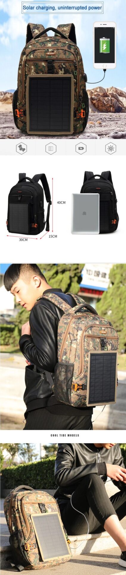 Solar Charging Camouflage Backpack