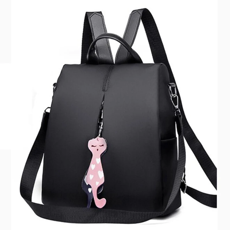 Women's Small Backpack with Cat Pendant