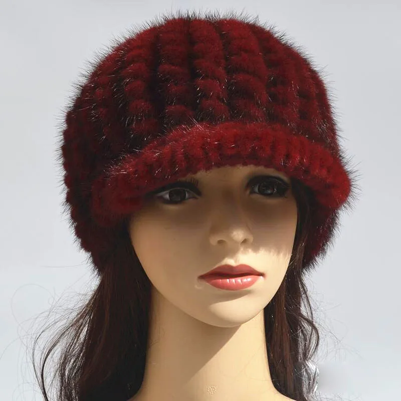 Women's Knitted Mink Fur Hat