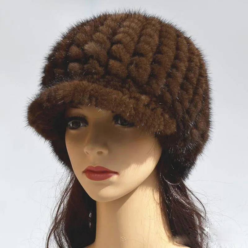 Women's Knitted Mink Fur Hat