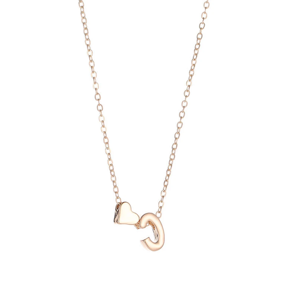 Women's Initial Necklace with Heart Pendant