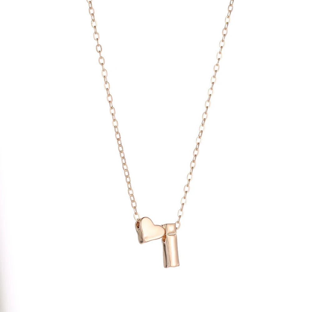 Women's Initial Necklace with Heart Pendant