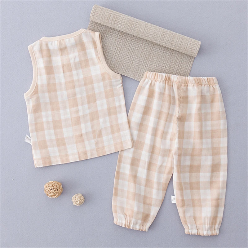 Organic Cotton Baby's Plaid Top and Pants Set